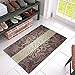 Rubber Doormat Indoor Low Profile Non-Slip Washable Welcome Mat 18”x30” for Front Porch Entrance Shoe Scraper Absorbent Decor Office Hall Entry Floor Mat Inside Bedroom Carpet Home Kitchen Rug