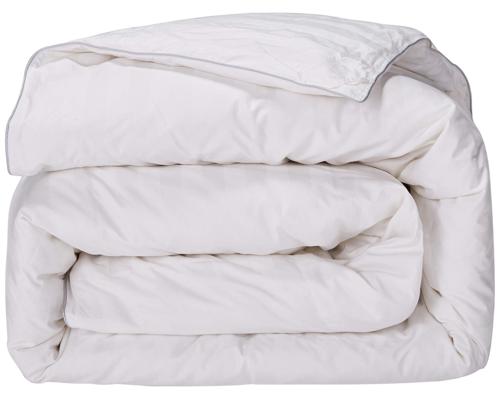 puredown All Season Down Comforter Stripe White 100% Cotton Shell 500 Thread Count 800 Fill Power, Cal King