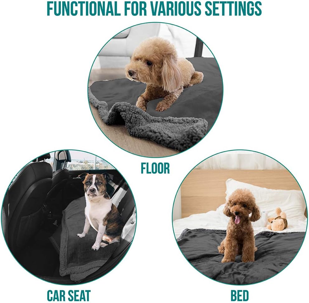PetAmi Dog Blanket, Sherpa Dog Blanket | Plush, Reversible, Warm Pet Blanket for Dog Bed, Couch, Sofa, Car (Grey/Grey Sherpa, 60x80 Inches) : Pet Supplies