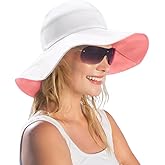 ASSQI Womens Foldable Shapeable Brim Sun Hat UPF 50+ Cotton Wide Brim Beach Adjustable Chin Strap Hat Sun Protection Cap