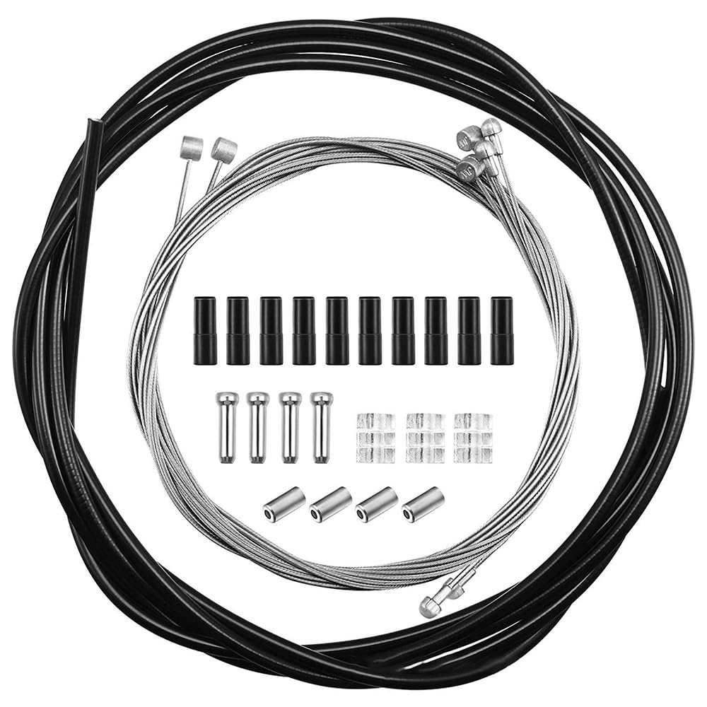 VOANZO Universal Brake Cables Bike Kit, 4 Pcs Inner Brake Cable, Bicycle Replacement Set for Road Bike, Mountain Bike (Black)
