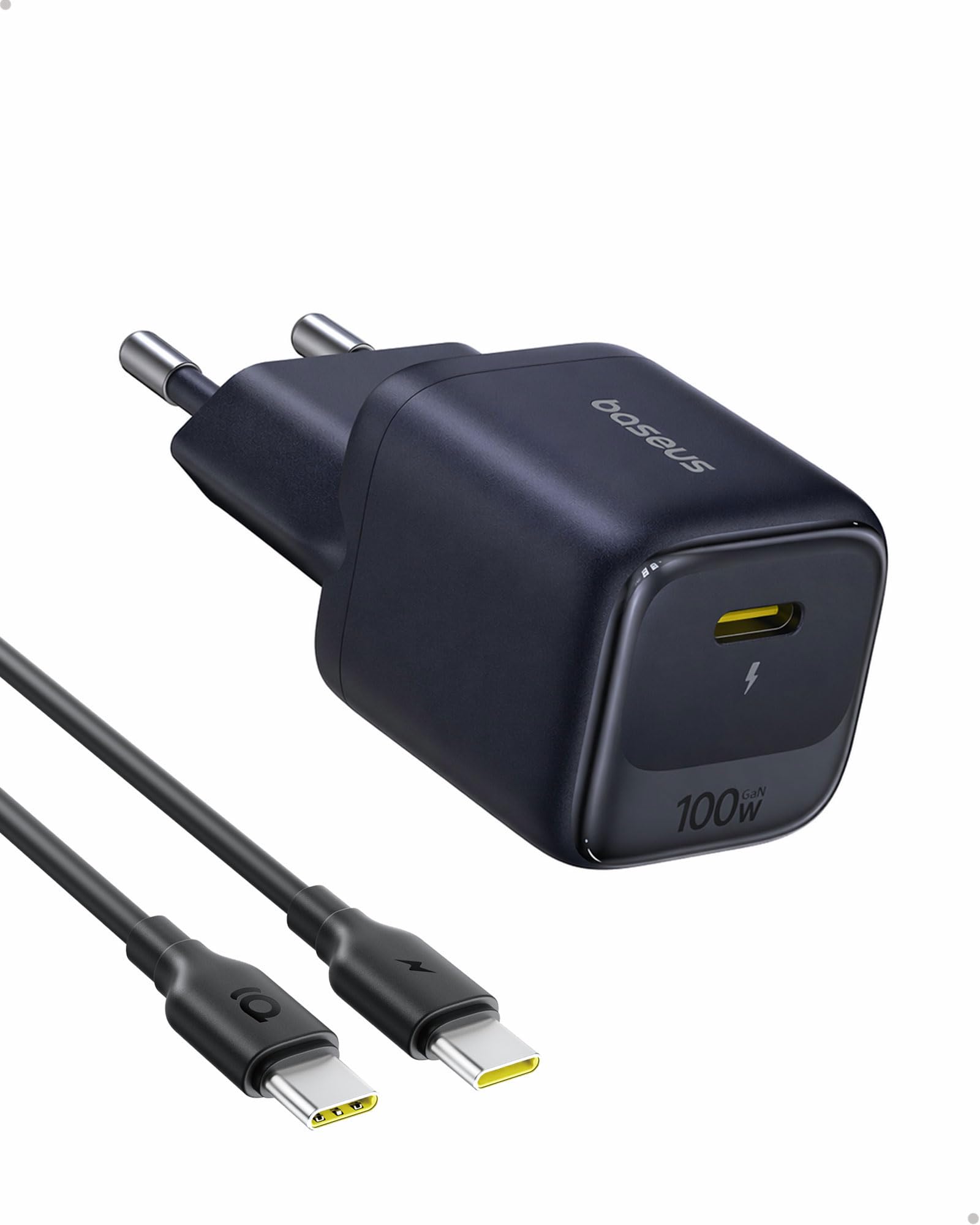 Baseus Enerfill 100W USB C Ladegerät, Kompaktes PD Schnellladegerät, GaN Netzteil für MacBook Pro/Air, iPad Pro, iPhone 17/16/15, Samsung Galaxy S25/S24, Laptop (inkl. 1m USB-C Kabel)