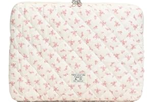 Cute Laptop Sleeve 13-15 inch Laptop Case Aesthetic Quilted Laptop Sleeve Computer Bag with Flower Printing for MacBook