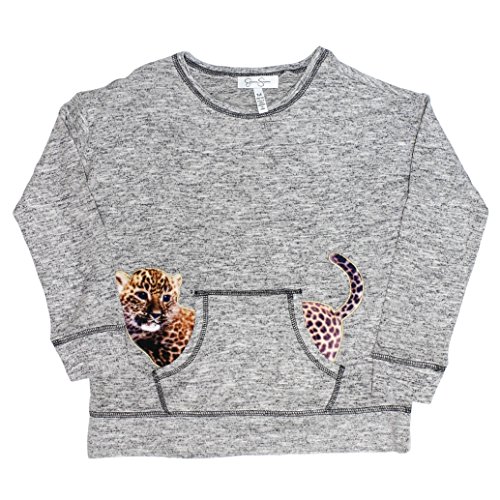 Jessica Simpson Girl's Arctic Long Sleeve pullover (M(10-12), H.Charcoal Leopard)