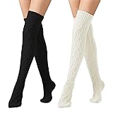 Women's Cable Knitted Thigh High Socks Extra Long