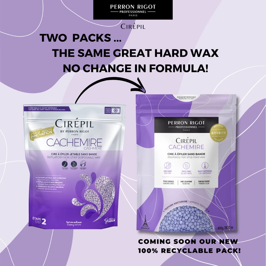 Cirepil Cachemire - 800g / 28.22 oz Beads Bag - Dermatologist Tested, Allergen-Free - Perfect for Sensitive Skin, Intimate Areas or Beginners - Cashmere Wax Beads
