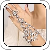 Denifery Rhinestones Finger Ring Bracelet Hand Chain Bracelets with Ring Slave Bracelets Boho Bangle Bracelets Wedding Hand Harness Hand Accessories for Women