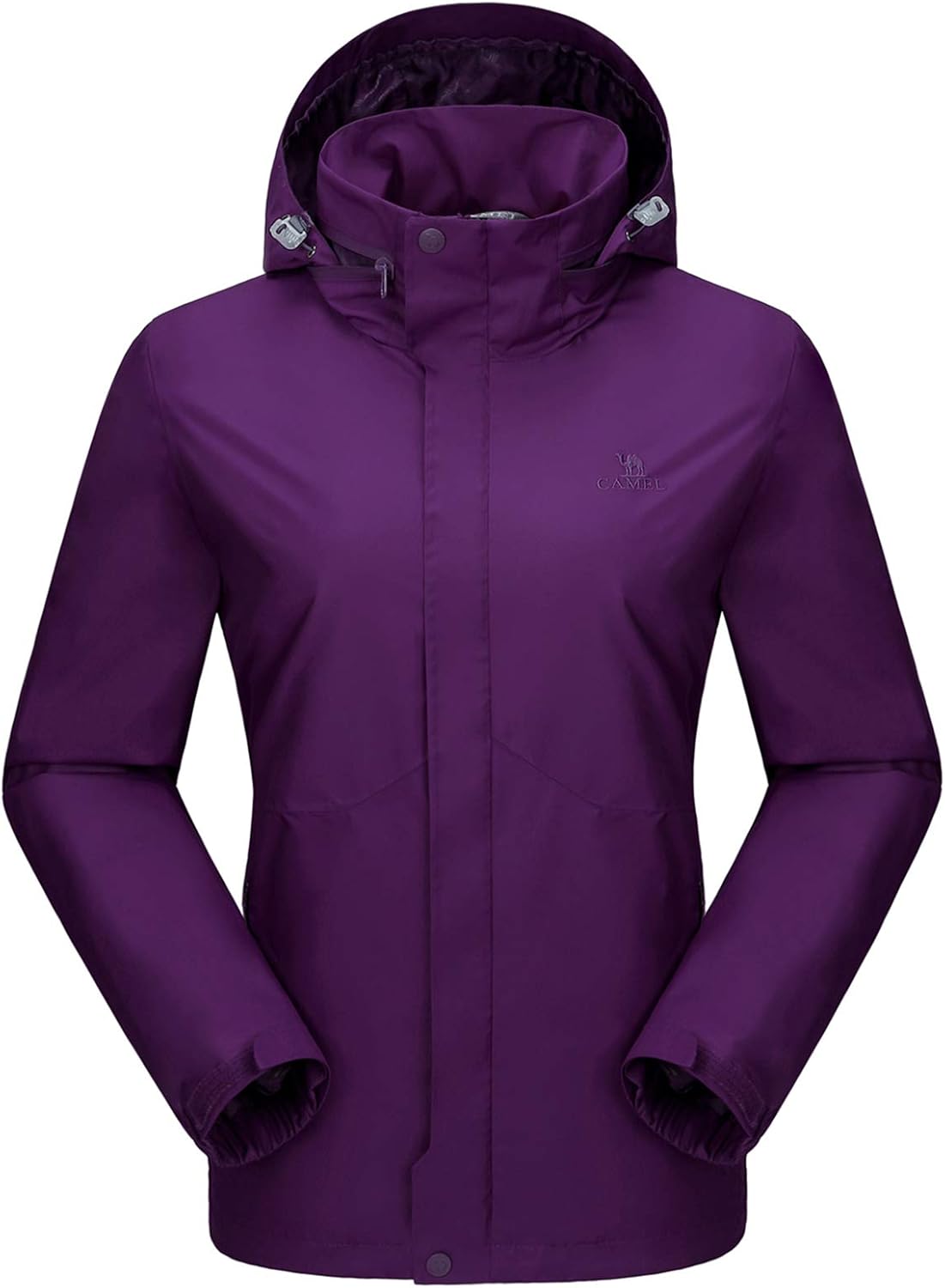 CAMEL CROWN Womens Rain Jacket Waterproof Coat with Hideaway Hood