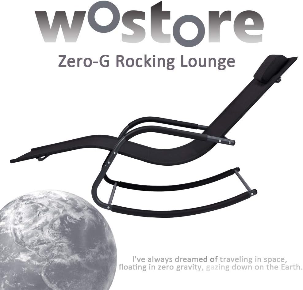 Wostore Rocking Lounge Patio Chaise Sunbathing Chair with Recliner Movable Sleep Bed Included Pillow and Breathable Texteline Farbic: Kitchen & Dining