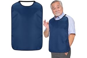 Twistover Double Layer Stretchable Adult Bibs with Crumb Catcher Waterproof Washable Clothing Protector Adult Bibs for Eating