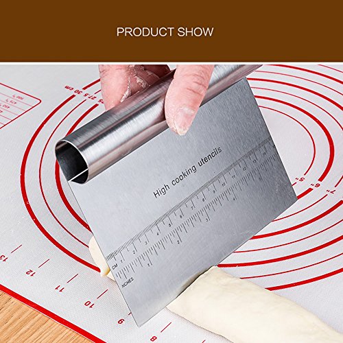 Dough Pastry Scraper Cutter Chopper Stainless Steel Mirror Polished Good Grips with Measuring Scale Multipurpose Cake, Pizza Cutter Pastry Bread Separator Scale Knife. - Thumbnail 3