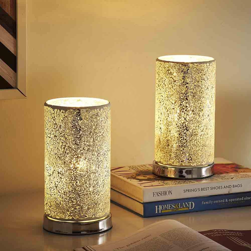 Touch Bedside Table Lamp Set Of 2 Pair Of 3 Way Dimmable Mosaic Decorative Lamp For Nightstand End Side Console Sofa Table Living Room Bedroom Kid S Room Office Studio Amazon Com
