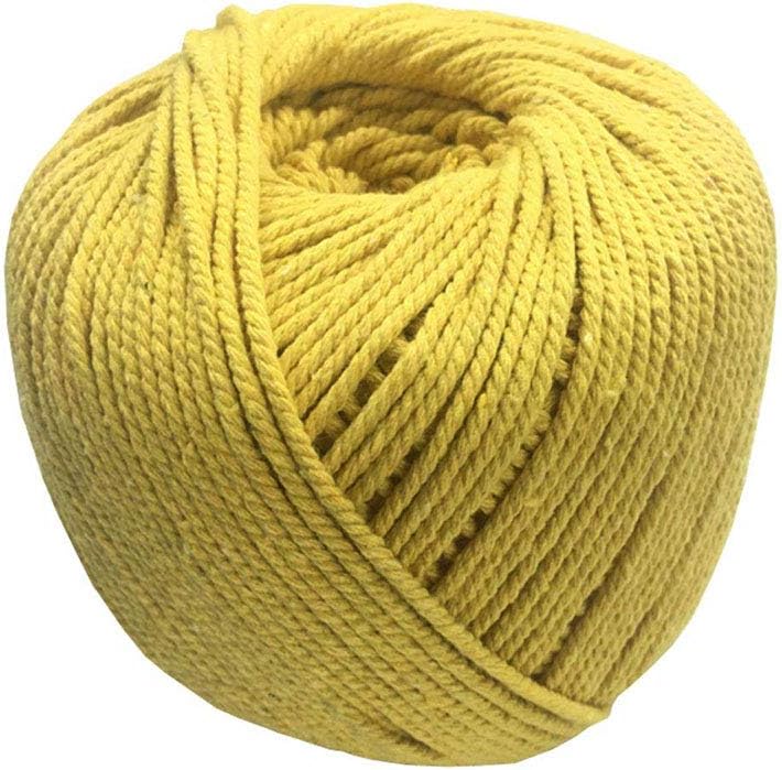 4mmx100m(About 109yd) Yellow Handmade Macrame Cord Natural Cotton Bohemia Macrame DIY Wall Hanging Plant Hanger Craft Making Knitting Cotton Cord Rope