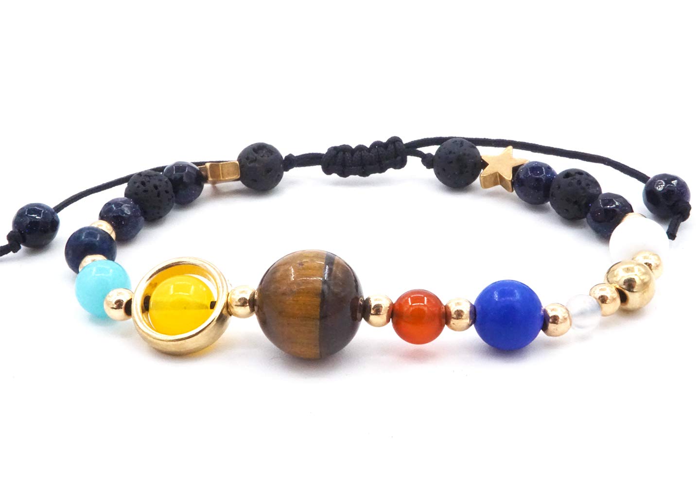 Senlinmu Galaxy Solar System Braided Bracelet Universe The Nine Planets Star Natural Stone Beads Adjustable Bracelets Bangles