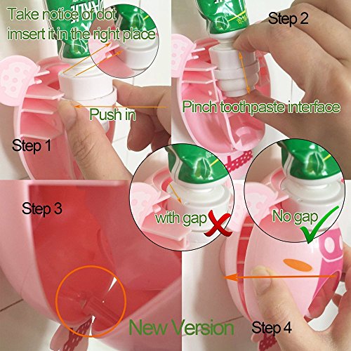 Lexitek baby Toothbrush Dispensers,kids Hands Free Toothpaste Dispenser children Automatic Cartoon Cute Animal Toothpaste Squeezer Good Gift for Children (Pig) - Thumbnail 5