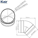 Kair 100mm 4in Plastic Duct 45 Degree Elbow Bend White view 3