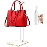 Acrylic Purse Display Stands, 14"-24" Adjustable Height Handbag Holder, Clear Purse Rack Stands for Closet Retail, Durable Gold Trim Hanging Bag Wallet Jewelry Necklace Organizer Stand(PATENT PENDING)