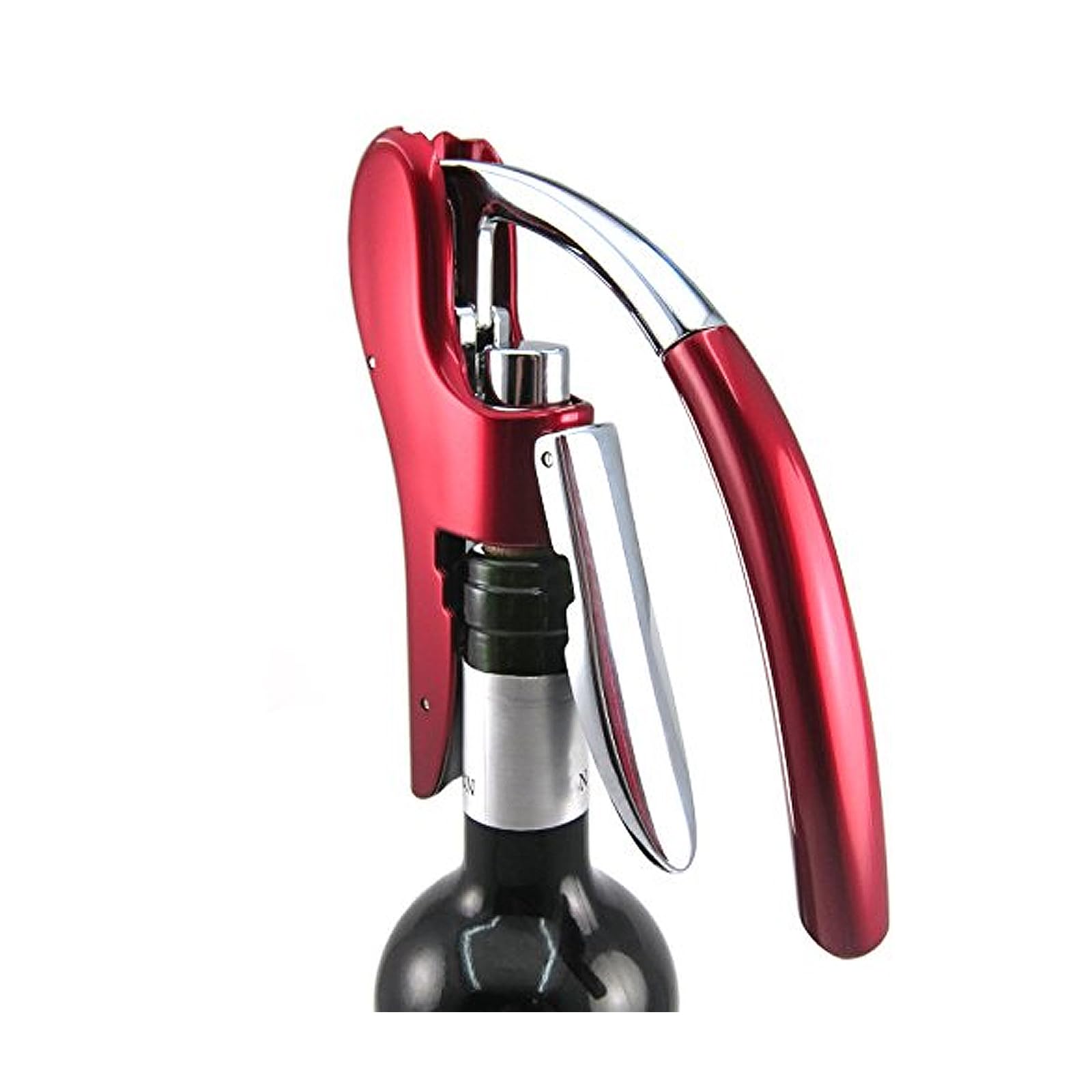 Best Utensils Professional Zinc Alloy Power Wine Opener Octopus Premium Vertical Lever Corkscrew with Built-in Foil Cutter Waiter Bottle Openers Kit (Red)
