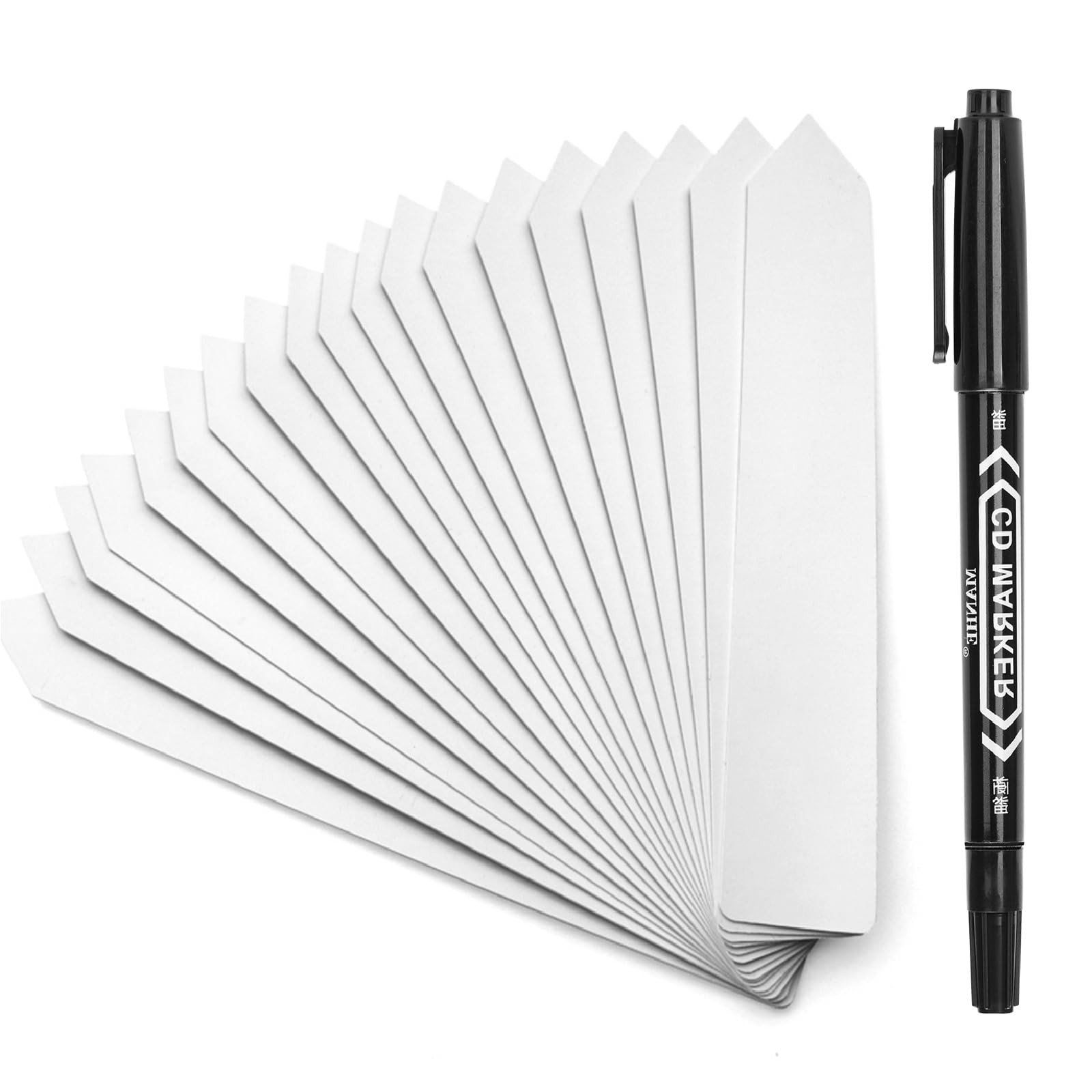 KINGLAKE 100Pcs 20x3cm Large Plant Labels and Pen for Outdoor Plants, White Plastic Garden Marker Waterproof Plant Name Tags for Vegetables, Herbs, Seeds, Seedling, Flowers