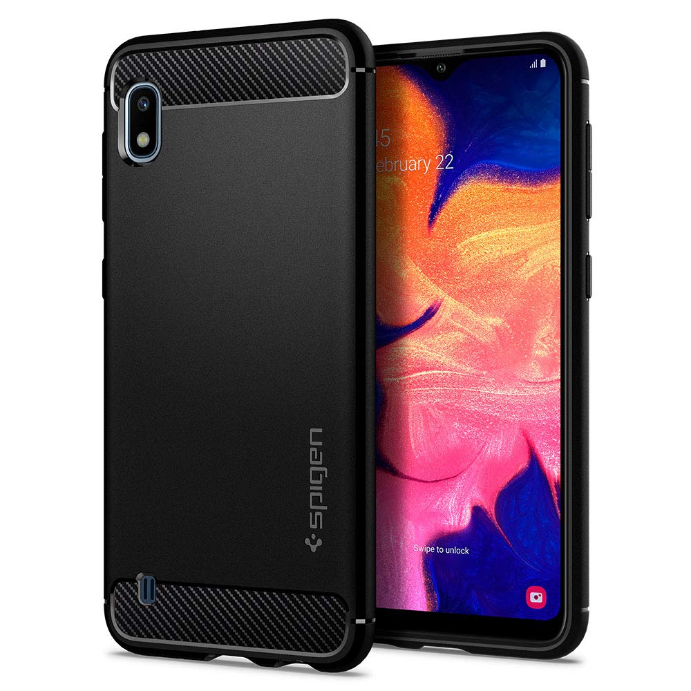 Spigen for Galaxy A10 Case, Rugged Armor [Military-Grade Protection] - Matte Black