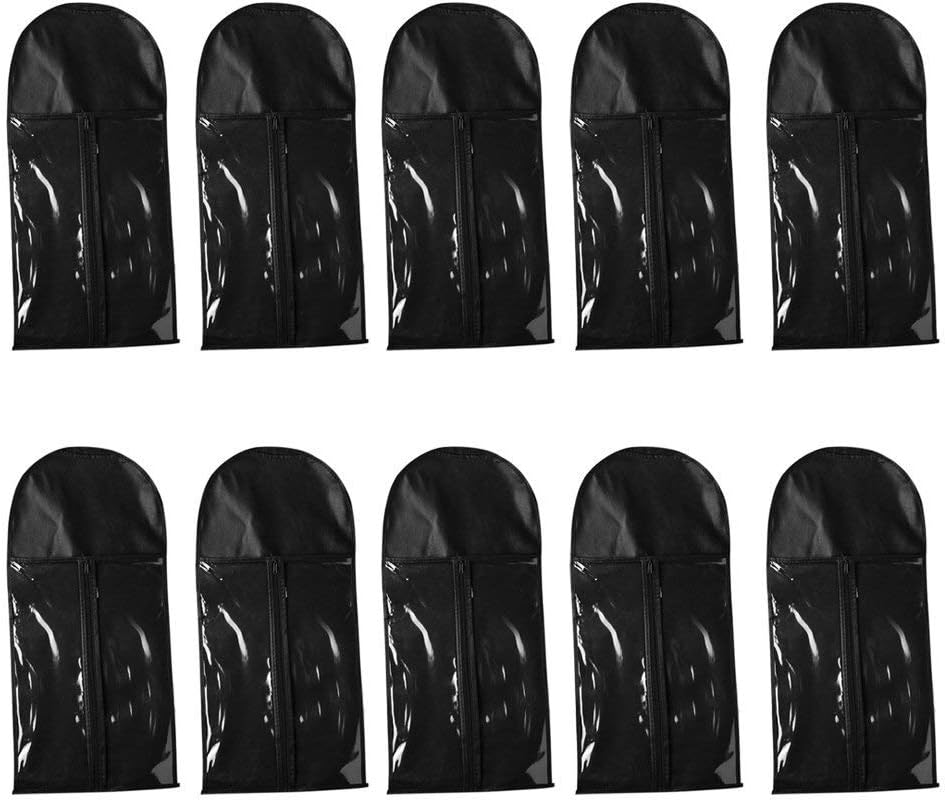 Hair Extension Storage Bag Wig Holder Case Foldable Non-Woven Portable Wig Protector Bag Dust Proof Zipper Closure (Black)