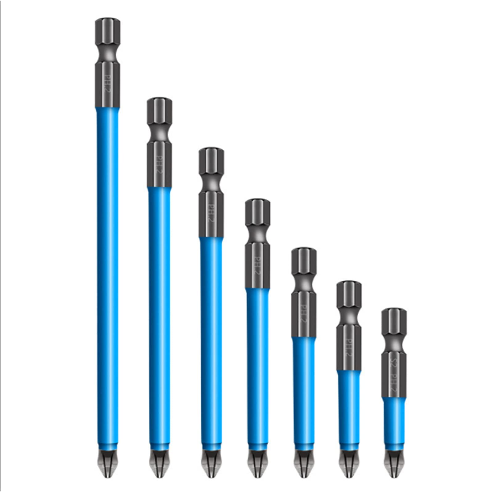 7Pcs Anti Slip Magnetic Screwdriver Bit, Anti-Slip Screwdriver Bit for Electric Cordless Screwdriver, Cross Anti-Slip Bits 25mm,50mm,65mm,70mm,90mm,125mm,150mm