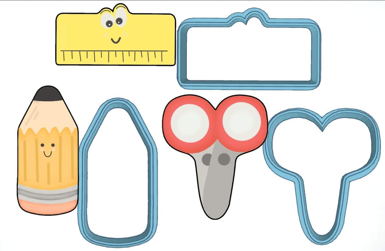 School Days Cookie Cutter Set - American Confections - Ruler, Pencil, Scissors - MADE IN THE USA