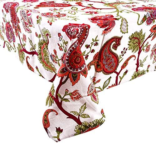 Arohi Cotton Table Cover 4 Seater Table Cover Dining Tablecloth Center Table Cover tablelcoth (60 x 60 Inch Square, Red Multi)