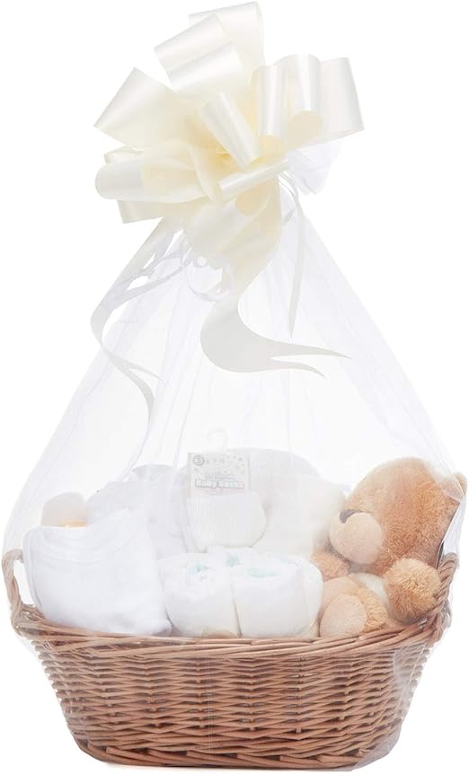 Neutral Baby Basket Hamper Gift with Newborn Essentials, Baby Clothes