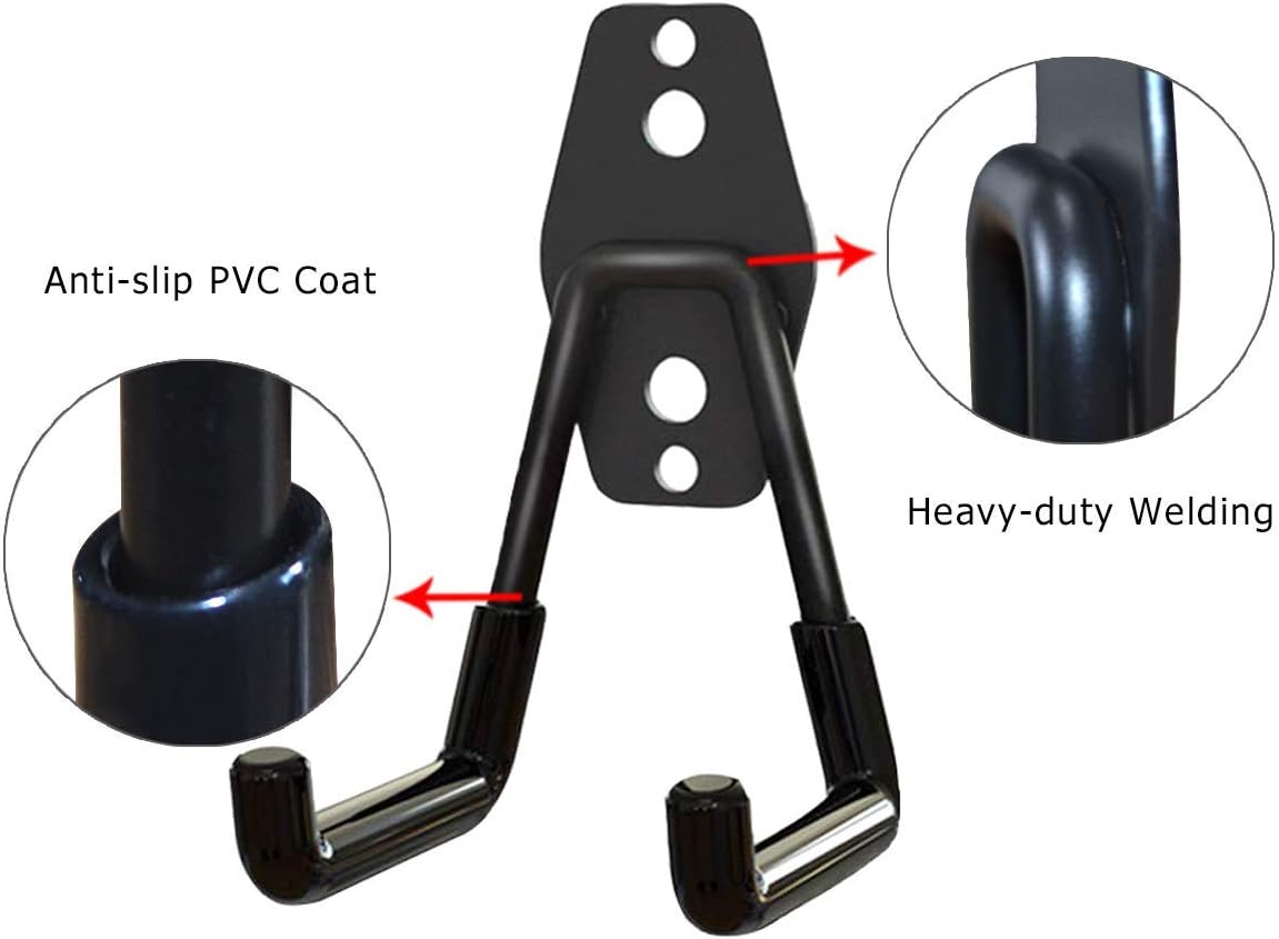 2 Pack Garage Storage Utility Hooks，Garage Garden Tool Organizer，Steel Wall Mount Hooks, Garden Small U Hooks (Black) - - 