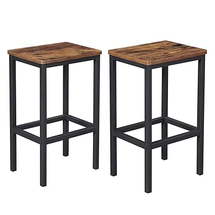INDIAN DECOR. 45948 Bar Stools, Set of 2 Bar Chairs, Kitchen Breakfast Bar Stools with Footrest, Industrial, in Living Room, Party Room, Rustic Brown