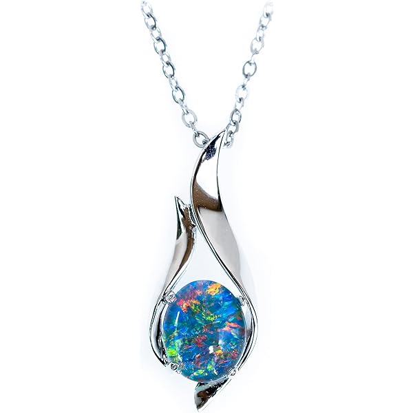 Genuine Opal Jewelry Set Australian Triplet Opal Necklace And