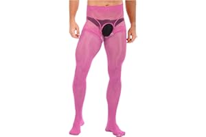 Linjinx Men's Sissy Sheer Mesh Hollow Out Pantyhose Floral Lace Patchwork Stockings Underwear Underpants