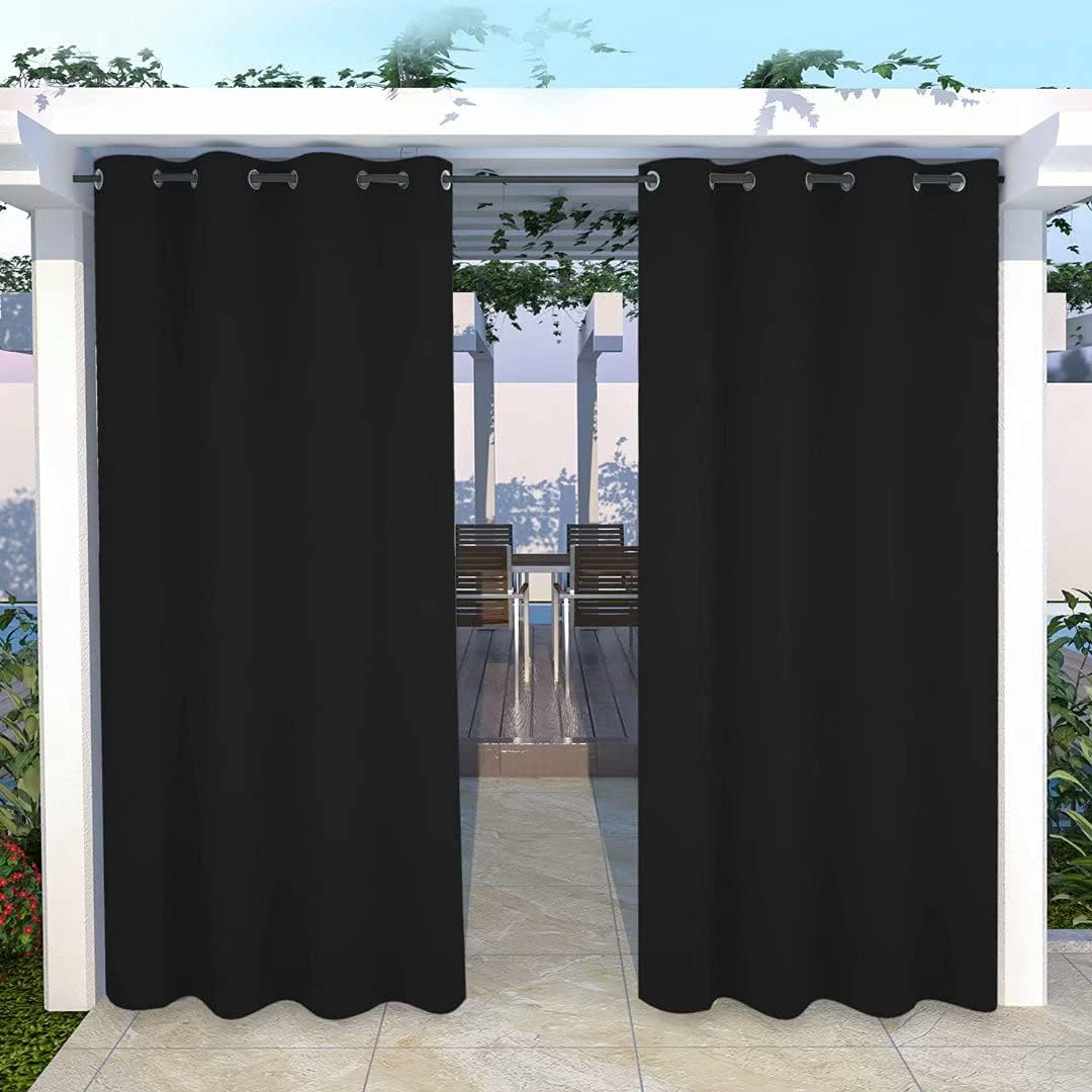 Outdoor Curtains - SNOWCITY Outdoor Curtains Waterproof Patio Portable Thick Fabric Light Blocking Drapes with Grommet Top, Width Privacy Guarantee Outdoor Indoor Curtain Drape (1 Panel, W100 x L84)