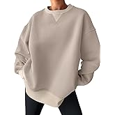 Trendy Queen Women's Oversized Color Block Fleeced Crewneck Sweatshirt