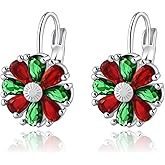 Gold Plated Flower Earrings Birthstone Leverback Earrings Hypoallergenic Vintage Floral Earrings for Women Trendy