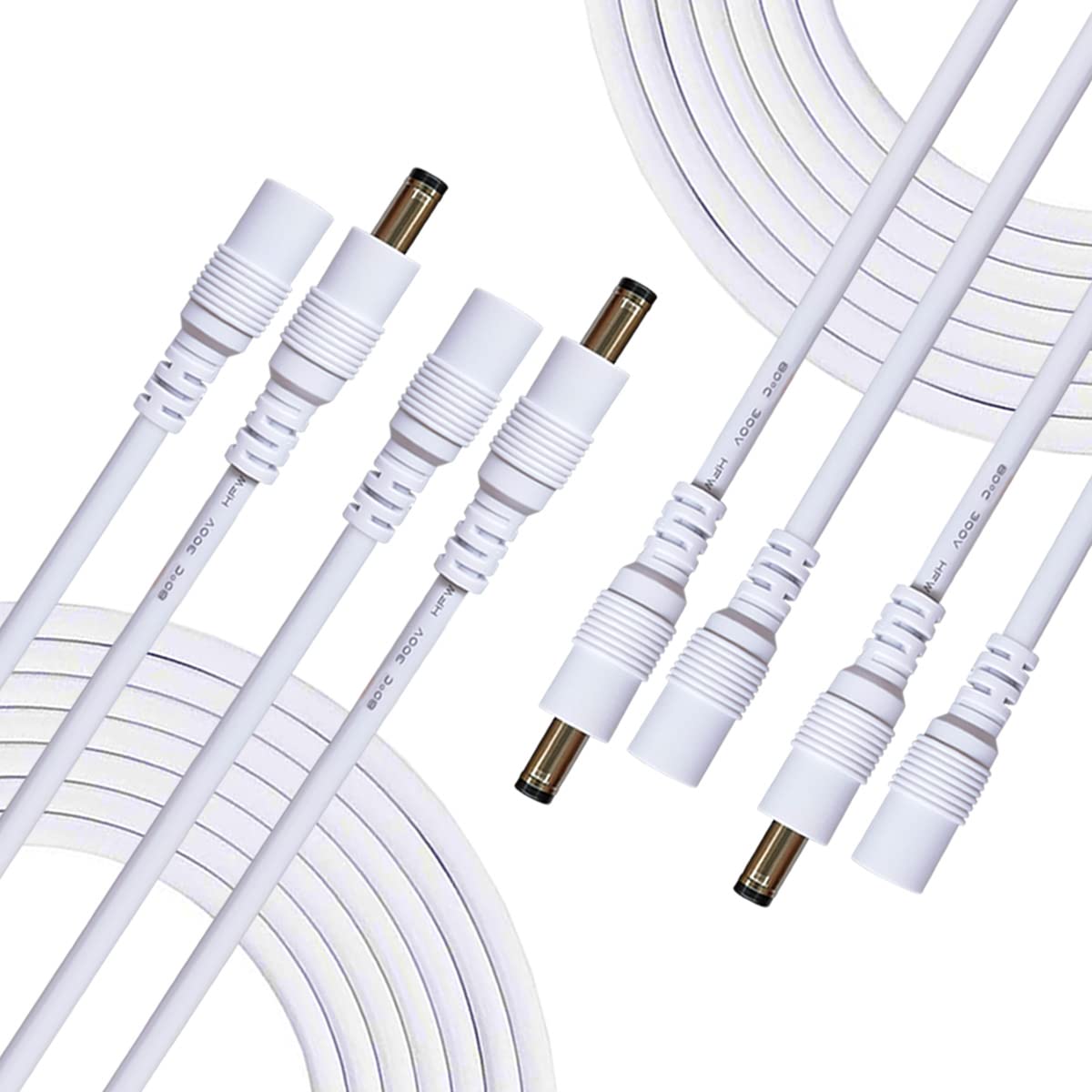 Liwinting 10 Pairs DC Connector 5.5 mm x 2.1 mm 12V DC Power Cable Jack Adapter Male Female Connector Plug for LED Strip CCTV Camera