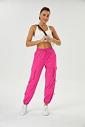 COPYLEAF Womens Parachute Cargo Pants with Pockets