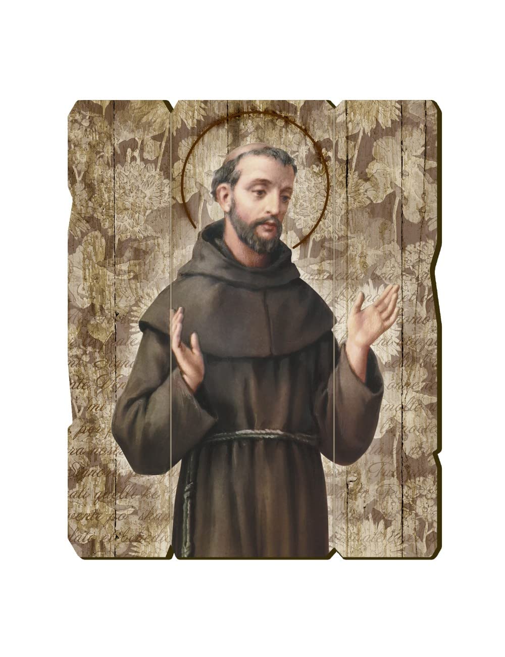 Fratelli Bonella | Vintage Style Wooden Painting of St. Francis 19 x 24 cm | Made in Italy