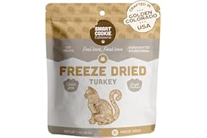 Smart Cookie Turkey Freeze Dried Cat Treats – Single Ingredient, High-Protein Snacks for Picky Cats – 100% Lean Turkey, No Fillers or Additives, Made in The USA – 1oz