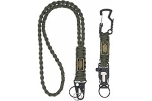 Elm Ray 2 Pcs Braided Paracord Keychain Lanyard with USA Flag,5-in-1 Paracord Carabiner Keychain Clip for Outdoor Activities