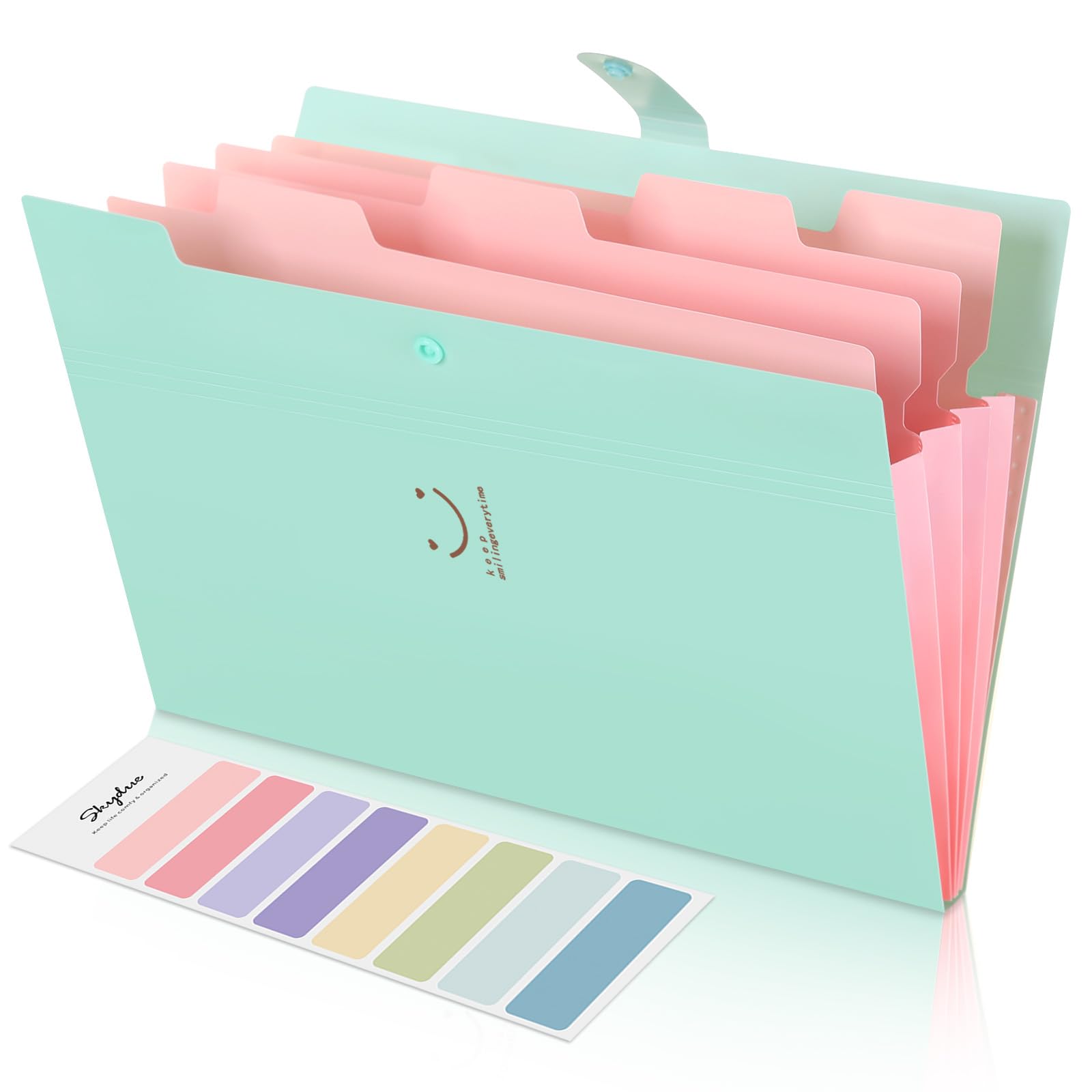 SKYDUE Expanding File Folder,Expandable Folder,Letter A4 Paper Accordion Document Organizer (Jade)