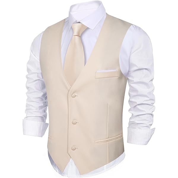3 Pcs Vest + Tie + Hankie Ivory Fashion Men's Formal Dress Suit Slim Tuxedo  Waistcoat Coat (X-Small) at Amazon Men's Clothing store