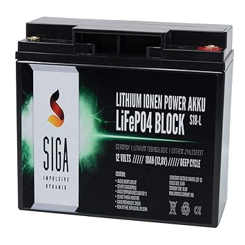 SIGA Lithium Batterie 18Ah 12V LiFePO4 Akku Rollstuhl SOLAR NOTSTROM USV