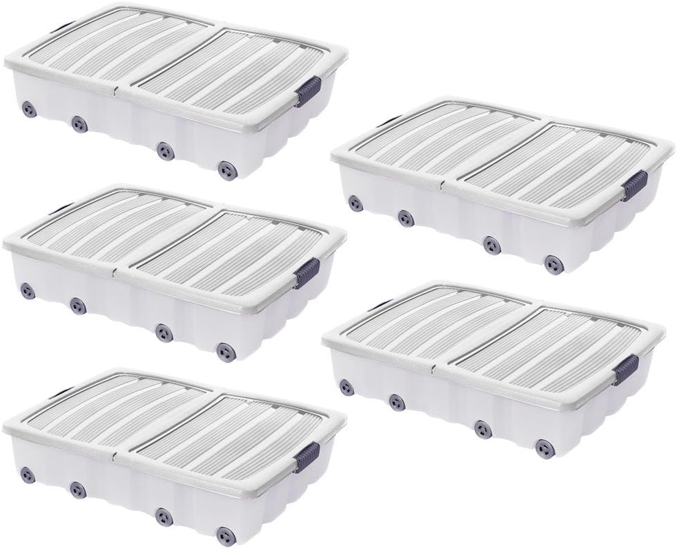 Large Under Bed Plastic Storage Drawer Container Box Wheeled Toys Clothes Shoes (5)