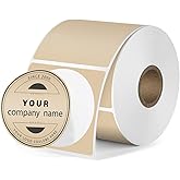 FINDAT Khaki Round Thermal Labels for M110 M120 M220 M221 1.18 Inch Circle Vinyl Thermal Stickers Self-Adhesive Waterproof Portable Direct Printer Label for Business Logo Design 300 PCS