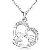 Cheyring Elephant Necklace Sterling Silver Elephant Necklaces for Women Pendant Heart Jewelry Mothers Day Birthday for Women Gifts
