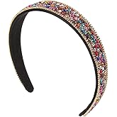 FRCOLOR Padded Rhinestone Headband Diamond Crystal Beaded Wide Hair Hoop Crystal Embellished Headband Hair Accessories for Women