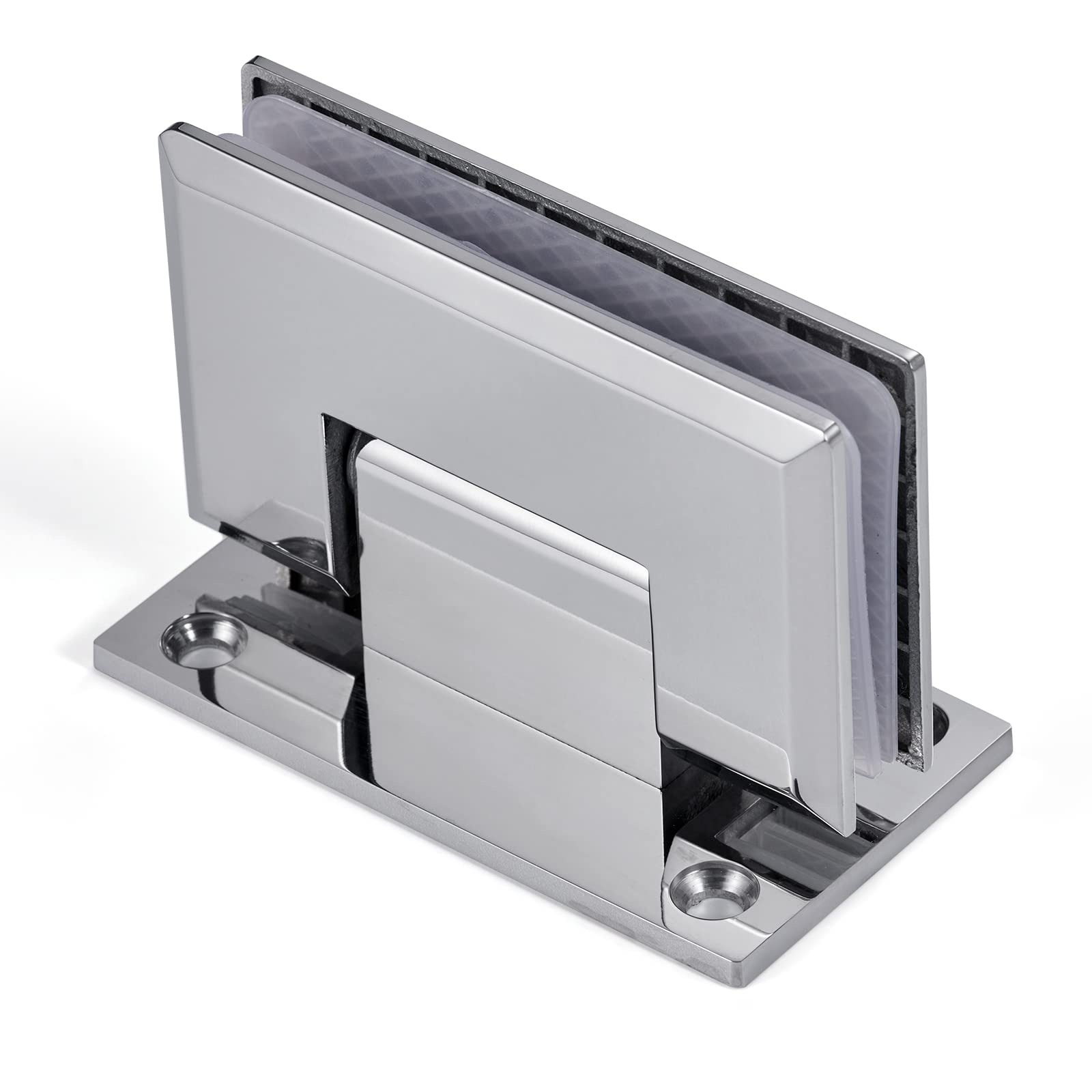 Heavy Duty Shower Glass Door Hinge,Solid One-Piece Precision Cast with 5mm Thick 304 Stainless Steel,for 5/16"-1/2" (8mm-12mm) Thick Frameless Bathroom Doors,Wall to Glass Mount,1 pc,Polished Chrome