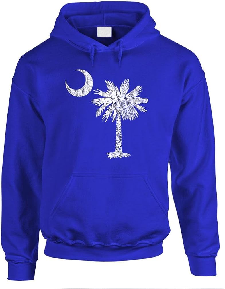 South Carolina - State Flag Pride Palm - Mens Pullover Hoodie: Clothing